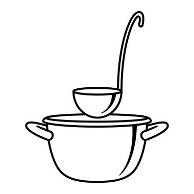 Mutfak gereçleri tasviri. Yemek aletleri ev ve restoran malzemeleri.