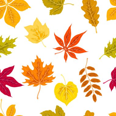 Sonbahar yapraklı desen. Çeşitli yeşilliklere sahip bir arka plan. Dekoratif güzel bitkiler.