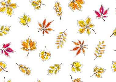 Sonbahar yapraklı desen. Çeşitli yeşilliklere sahip bir arka plan. Dekoratif güzel bitkiler.