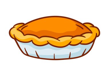 Balkabağı turtası çizimi. Lezzetli sonbahar pişmiş ürünleri. Şükran Günü için resim.