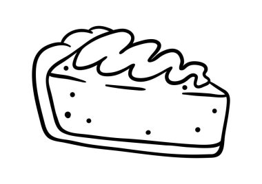 Balkabağı turtası çizimi. Lezzetli sonbahar pişmiş ürünleri. Şükran Günü için resim.