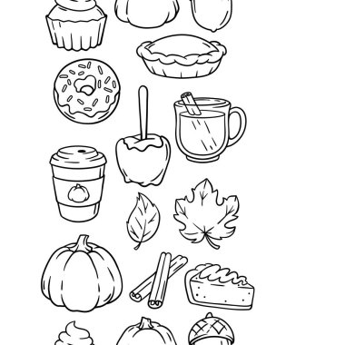 Sonbahar eşyaları ve yemek kalıpları. Şükran Günü ve geleneksel Cadılar Bayramı sembolleri kutlu olsun. Tatil nesneleri ve simgeleri.