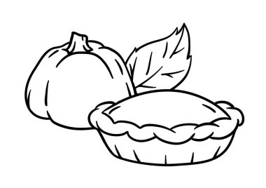 Sonbahar yemekleri illüstrasyonu. Şükran Günü ve geleneksel Cadılar Bayramı sembolleri kutlu olsun. Tatil nesneleri ve simgeleri.