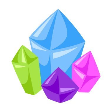 Sihirli kristaller çizimi. Büyücülük simya gizemli unsuru. Simya büyücülüğü görüntüsü.