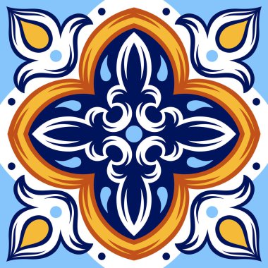Portekiz seramik seramik deseni. Akdeniz geleneksel süsü. İtalyan çömleği ya da İspanyol majolikası..
