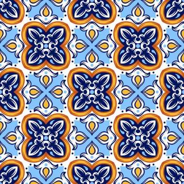 Portekiz seramik seramik deseni. Akdeniz geleneksel süsü. İtalyan çömleği ya da İspanyol majolikası..