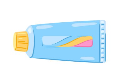 Diş macunu tasviri. Kişisel hijyen ve kişisel bakım ürünleri. Biçimlendirilmiş resim.