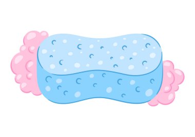 Köpük süngeri tasviri. Kişisel hijyen ve kişisel bakım ürünleri. Biçimlendirilmiş resim.