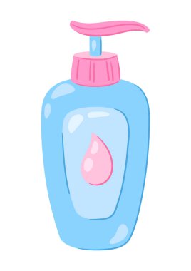Duş jeli tasviri. Kişisel hijyen ve kişisel bakım ürünleri. Biçimlendirilmiş resim.