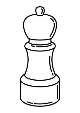 Biber değirmeninin resmi. Yemek tarifi ve menü ögesi için biçimlendirilmiş mutfak nesnesi.