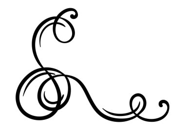 Vignette kıvrım elementi. Dekoratif kaligrafik ayırıcı veya çerçeve. Tek renkli retro girdap!.