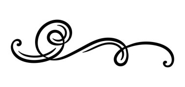 Vignette kıvrım elementi. Dekoratif kaligrafik ayırıcı veya çerçeve. Tek renkli retro girdap!.