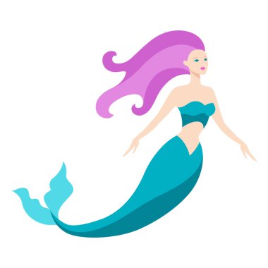 Güzel peri masalı denizkızı. Su altı harikası ya da muhteşem bir yaratılış. Biçimlendirilmiş illüstrasyon.