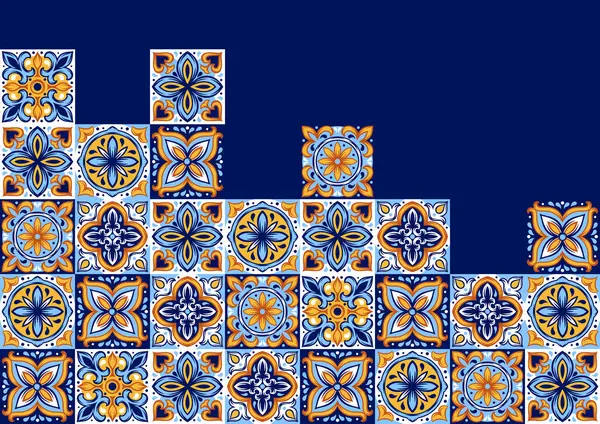 Portekiz seramik fayans arka planı. Akdeniz geleneksel süsü. İtalyan çömleği ya da İspanyol majolikası..