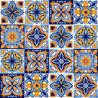 Portekiz seramik seramik deseni. Akdeniz geleneksel süsü. İtalyan çömleği ya da İspanyol majolikası..