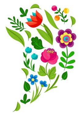 Güzel çiçekli bir arka plan. Güzel dekoratif doğal bitki, tomurcuk ve yapraklar..