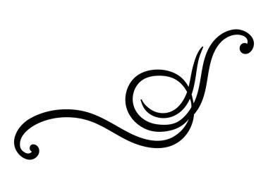 Vignette kıvrım elementi. Dekoratif kaligrafik ayırıcı veya çerçeve. Tek renkli retro girdap!.