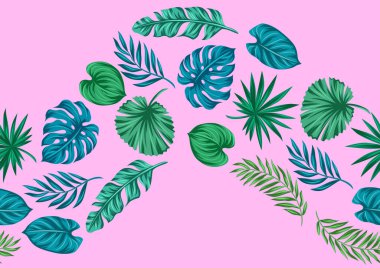 Pattern with stylized palm leaves. Decorative image of tropical foliage and plants. Exotic nature. clipart