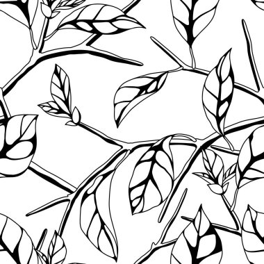 Dallı ve yapraklı desen. Bahar ya da yaz stilize yapraklar. Mevsimsel illüstrasyon.