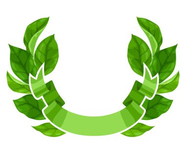 Yapraklı kurdele. Bahar ya da yaz stilize yapraklar. Mevsimsel illüstrasyon.