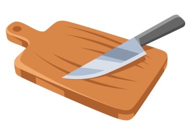 Tahtayı bıçakla kesmek. Yemek tarifi ve menü ögesi için biçimlendirilmiş mutfak nesnesi.