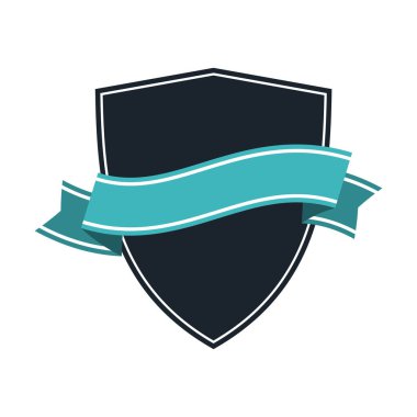 Kurdeleli kalkan. Rozetin kraliyet simgesi. Dekorasyon ve tasarım için nesne.