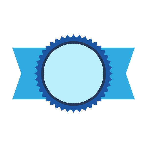 Значок с лентой. Награда, приз или медаль. Объект для оформления и дизайна.