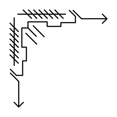 Çizgi geometrik köşesi. Modern dekoratif doğrusal element. Dekorasyon için klasik tasarım.