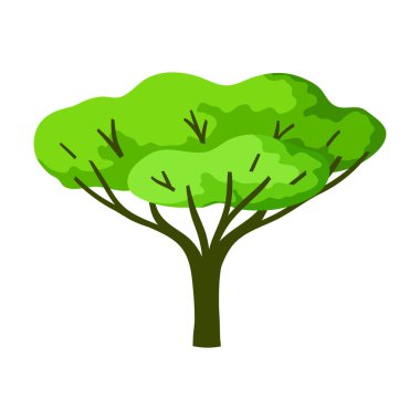 Yapraklı stilize ağaç. Doğal yaz ya da bahar imajı. Tasarım illüstrasyonu.