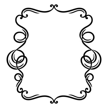 Vignette kıvrım elementi. Dekoratif kaligrafik ayırıcı veya çerçeve. Tek renkli retro girdap!.