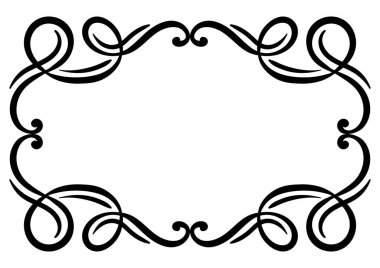 Vignette kıvrım elementi. Dekoratif kaligrafik ayırıcı veya çerçeve. Tek renkli retro girdap!.