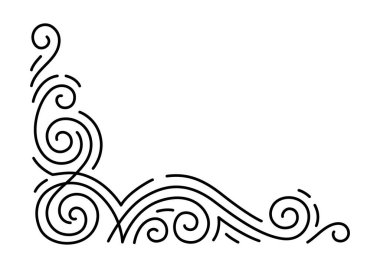 Çizgi kıvrımlı köşe. Modern dekoratif doğrusal element. Dekorasyon için klasik tasarım.