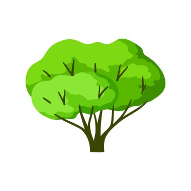 Yapraklı stilize ağaç. Doğal yaz ya da bahar imajı. Tasarım illüstrasyonu.