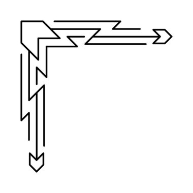 Çizgi geometrik köşesi. Modern dekoratif doğrusal element. Dekorasyon için klasik tasarım.