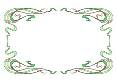 Yeni sanat tarzında çerçeve. Dekoratif kıvrım öğesi. Soyut geçmişe dönük tasarım.