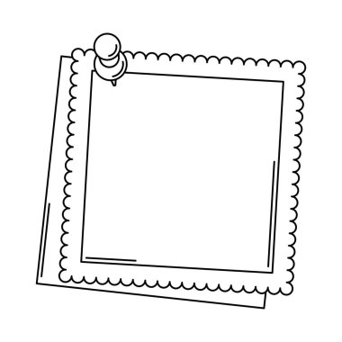 Raptiyeli kağıt bir not. Hatırlatmak için çerçeve ya da arkaplan. Doğrusal biçim.