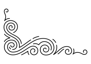 Çizgi kıvrımlı köşe. Modern dekoratif doğrusal element. Dekorasyon için klasik tasarım.