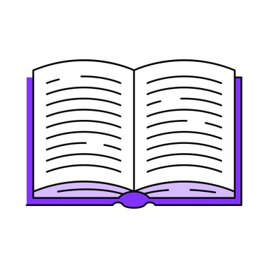 Açık kitap tasvirleri. Eğitim ve okul için görüntü. Dijital kitaplık ögesi.