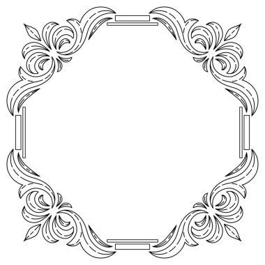 Barok tarzında bir çiçek çerçevesi. Dekoratif körling bitkisi. Vintage girdap motifi.
