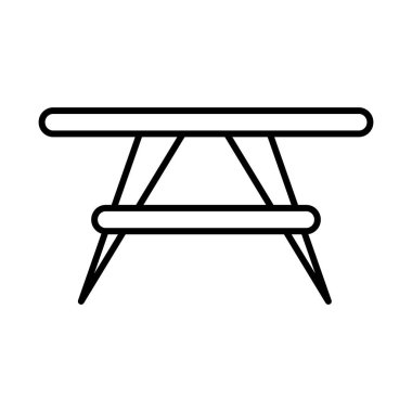 Kahve masası ikonu. Ev dekorasyonu elementi ince çizgi çizimi. Tasarım için ev dekorasyonu.