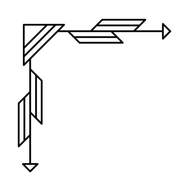Çizgi geometrik köşesi. Kabilesel etnik dekoratif unsur. Dekorasyon için klasik tasarım.