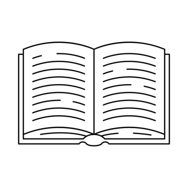 Açık kitap tasvirleri. Eğitim ve okul için görüntü. Dijital kitaplık ögesi.