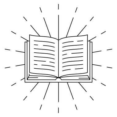 Açık kitap tasvirleri. Eğitim ve okul için görüntü. Dijital kitaplık ögesi.