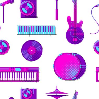 Müzikal öğelerle desen. Müzik partisi ya da rock konseri arka planı.