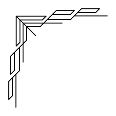 Çizgi geometrik köşesi. Modern dekoratif doğrusal element. Dekorasyon için klasik tasarım.
