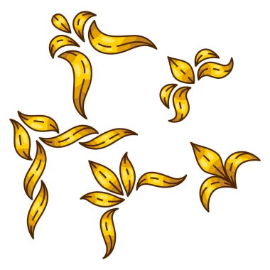 Barok tarzında bir dizi köşe. Dekoratif körling bitkisi. Vintage girdap motifi.