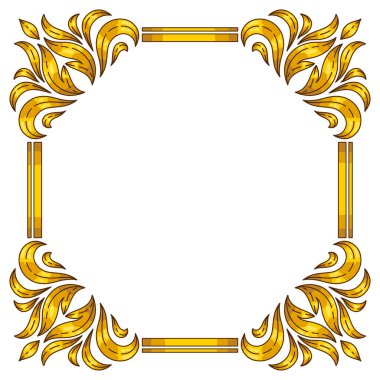 Barok tarzında bir çiçek çerçevesi. Dekoratif körling bitkisi. Vintage girdap motifi.