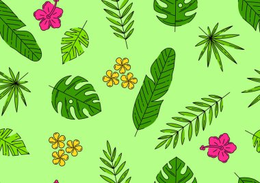 Şekil verilmiş avuç içi yaprakları. Tropikal yeşillik ve bitkilerin dekoratif görüntüsü. Egzotik doğa.