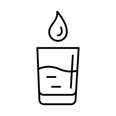 Bir bardak su ikonu. Su ya da sıvı ince çizgi çizimi. tasarım için doğrusal resim.