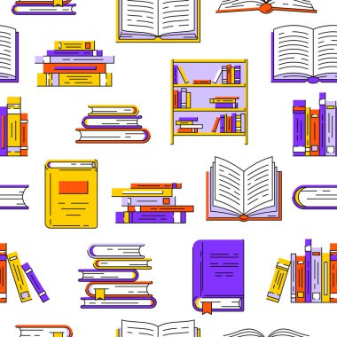 Kitaplı desen. Eğitim ve okul için görüntü. Dijital kitaplık ögesi.